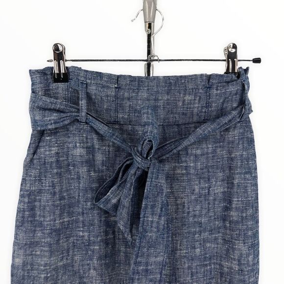 Ann Taylor Petite Blue Chambray Belted Paperbag Waist Pencil Skirt NWT size 4P - Picture 2 of 10